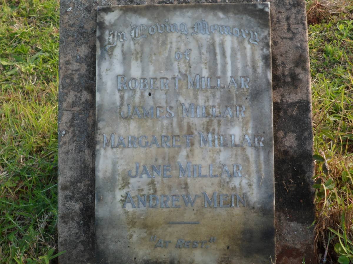 MILLAR Robert -1927 :: MILLAR James -1927 :: MILLAR Margaret -1934 :: MILLAR Jane -1954 :: MEIN Andrew -1924