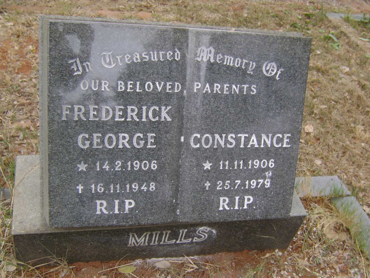 MILLS Frederick George 1906-1948 &amp; Constance 1906-1979