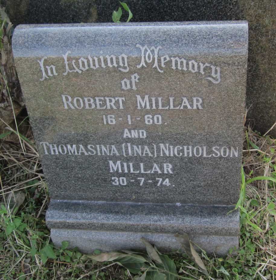 MILLAR Robert -1960 &amp; Thomasina Nicholson -1974