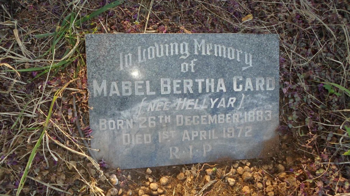CARD Mabel Bertha nee HELLYAR 1883-1972