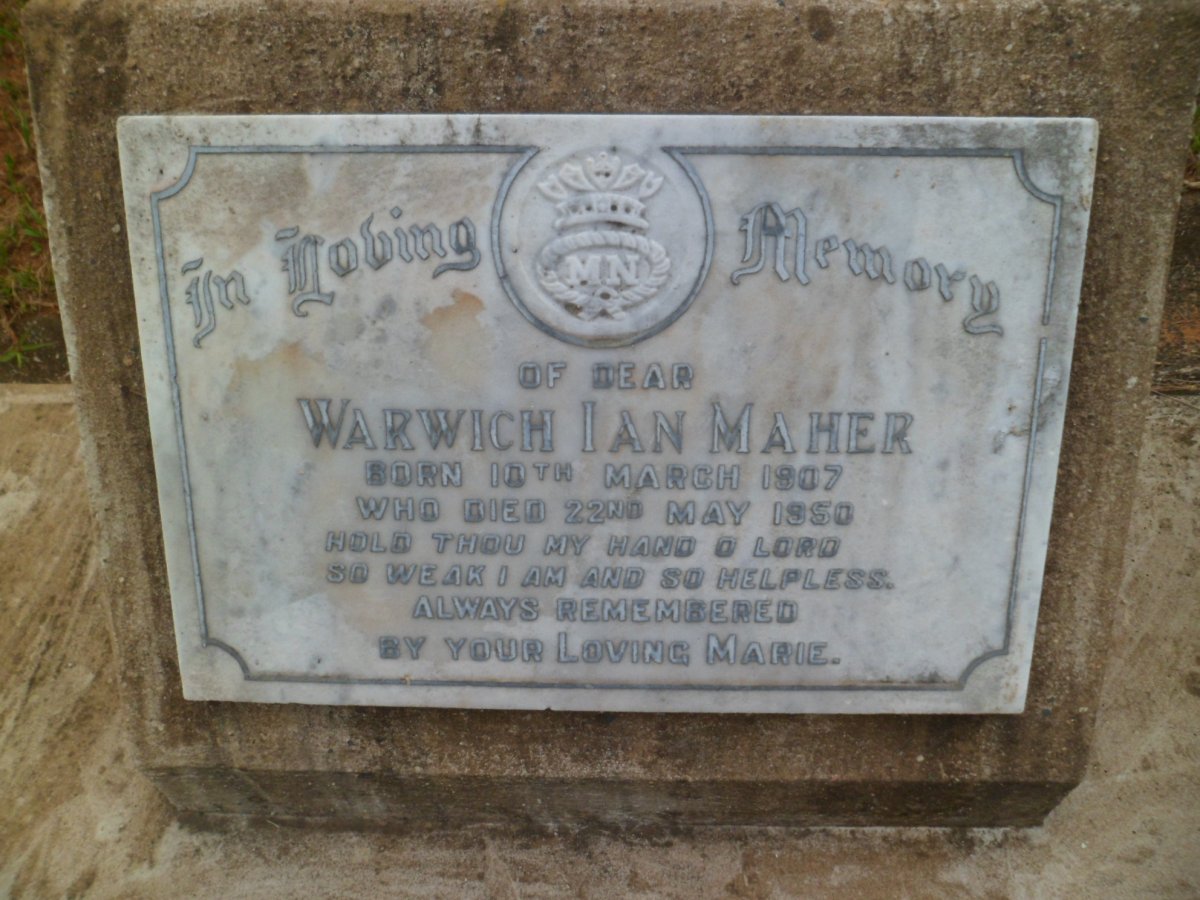 MAHER Warwich Ian 1907-1950