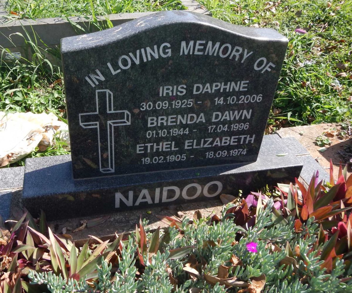 NAIDOO Ethel Elizabeth 1905-1974 :: NAIDOO Iris Daphne 1925-2006 :: NAIDOO Brenda Dawn 1944-1996