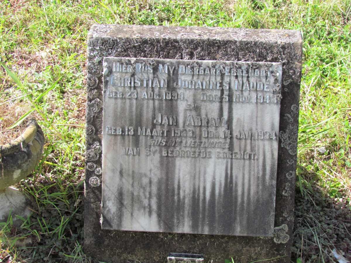 NAUDE Christian Johannes 1894-1943 :: NAUDE Jan Abram 1933-1934