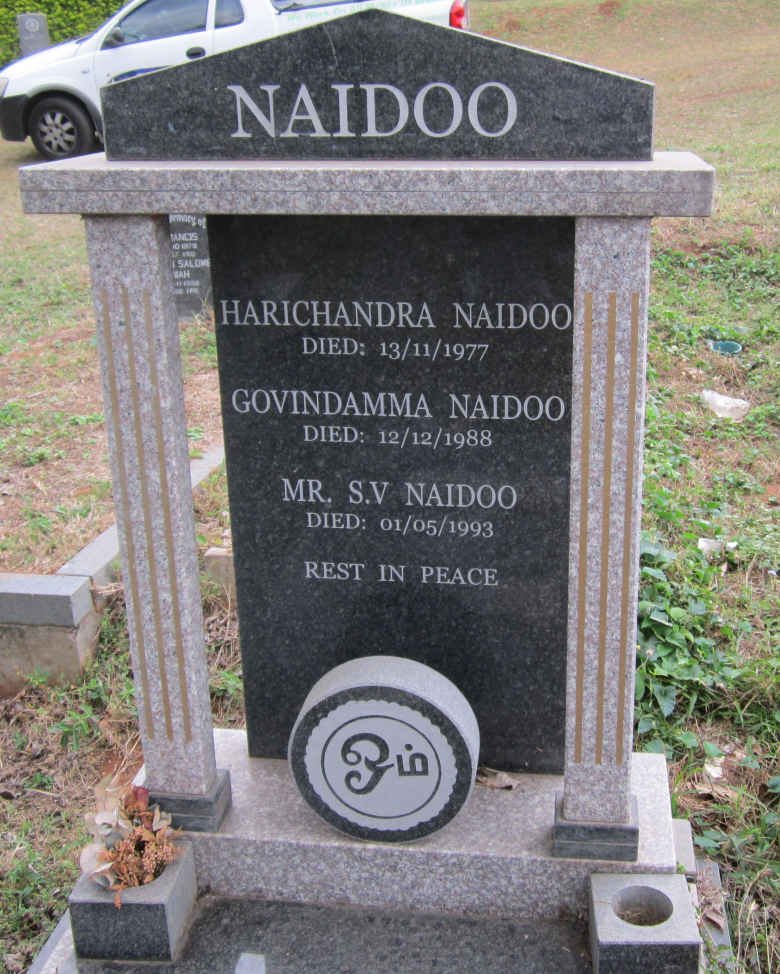 NAIDOO Harichandra -1977 :: NAIDOO Govindamma -1988 :: NAIDOO S.V. -1993
