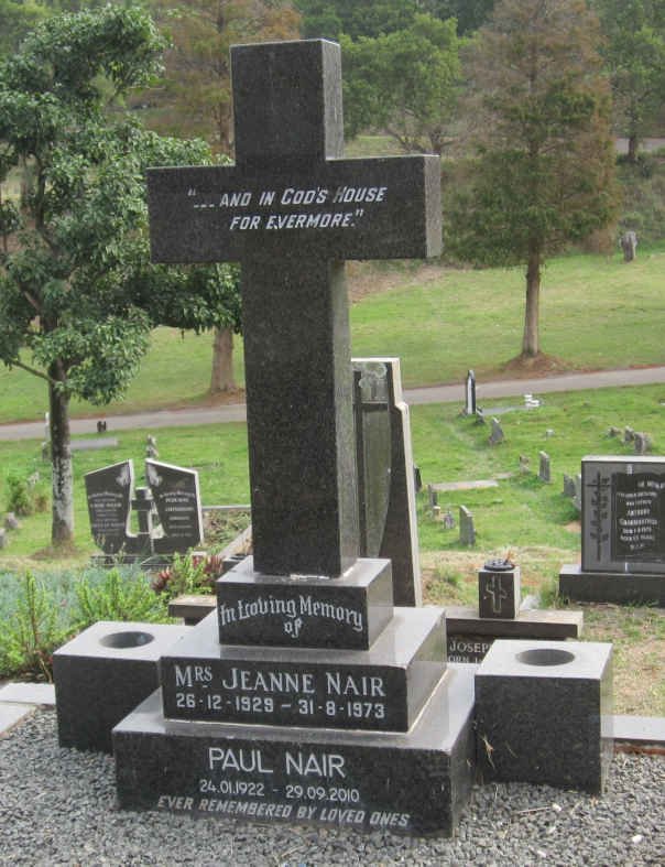 NAIR Peter 1922-2010 &amp; Jeanne 1929-1973