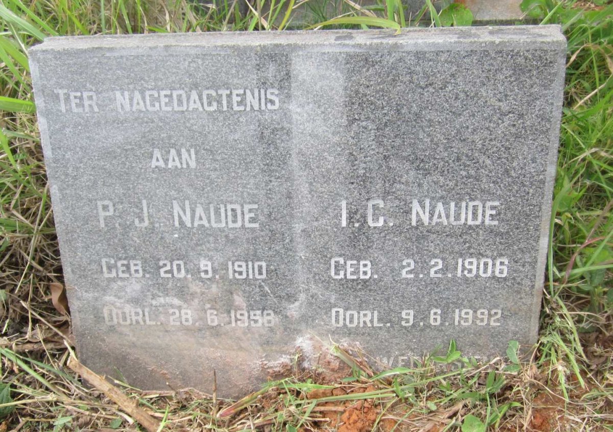 NAUDE Petrus.J. 1910-1958 &amp; I.C. 1906-1992