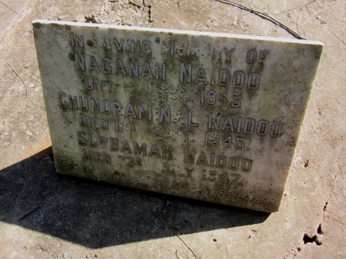 NAIDOO Naganah -19?3 :: NAIDOO Chundpaminal -1945 :: NAIDOO Supbamah -1947
