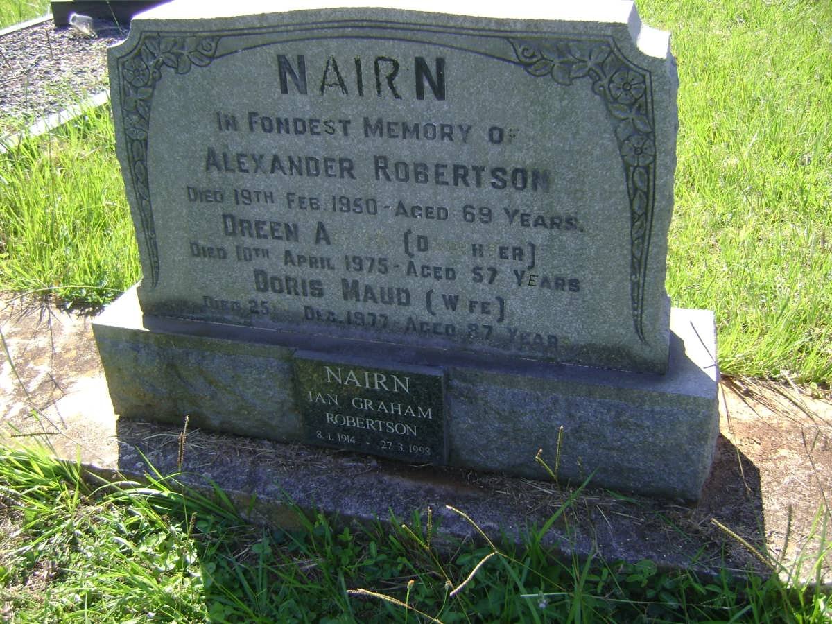 NAIRN Alexander Robertson -1950 &amp; Doris Maud -1977 :: WILLIAMS Dreen A -1975 :: NAIRN Ian Graham Robertson 1914-1998