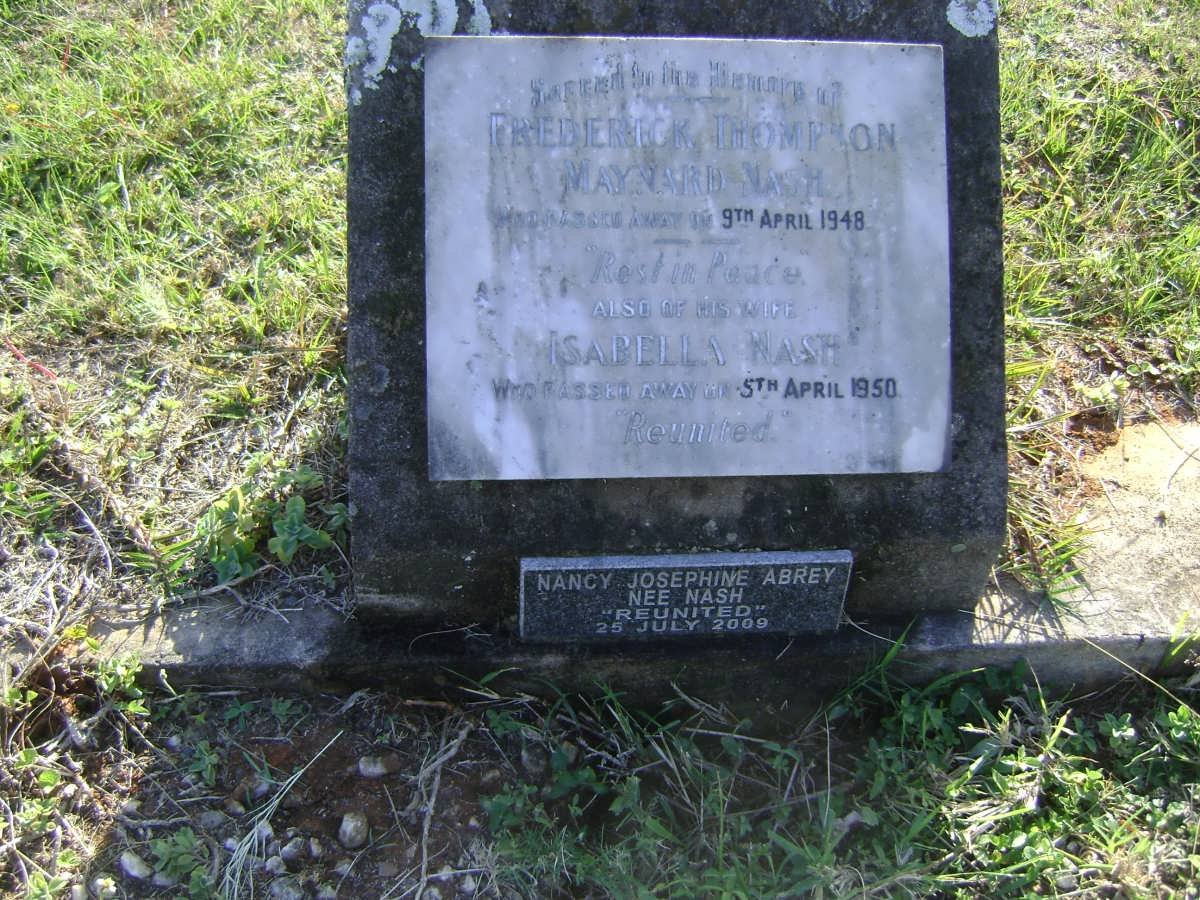 NASH Frederick Thompson Maynard -1948 &amp; Isabella -1950 :: ABREY Nancy Josephine nee NASH -2009