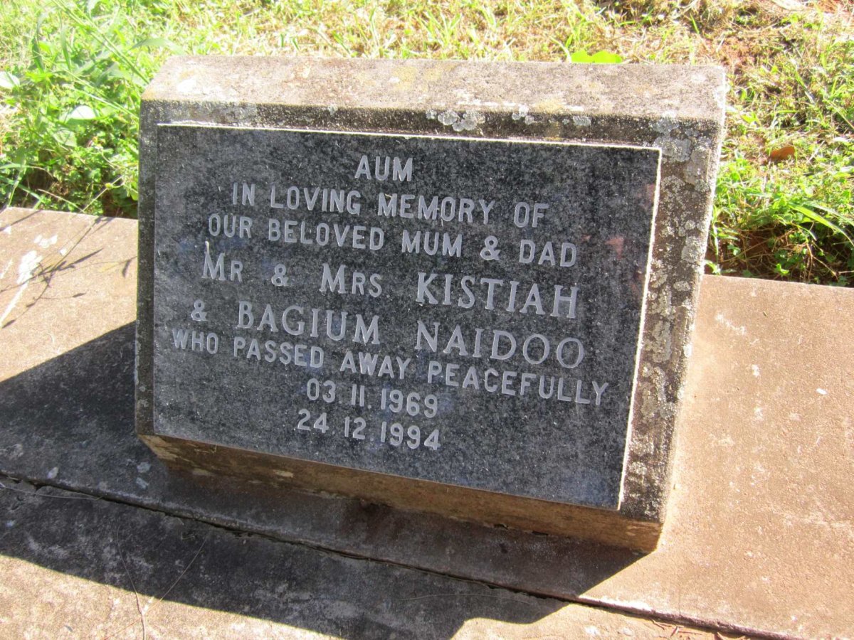 NAIDOO Kistiah -1969 &amp; Bagium -1994