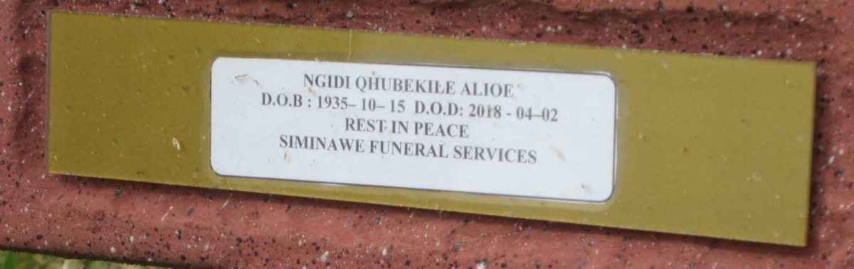 NGIDI Qhubekile Alioe 1935-2018