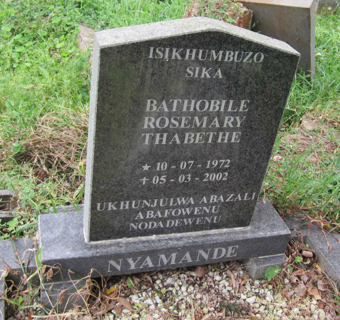NYAMANDE Bathobile Rosemary Thabethe 1972-2002