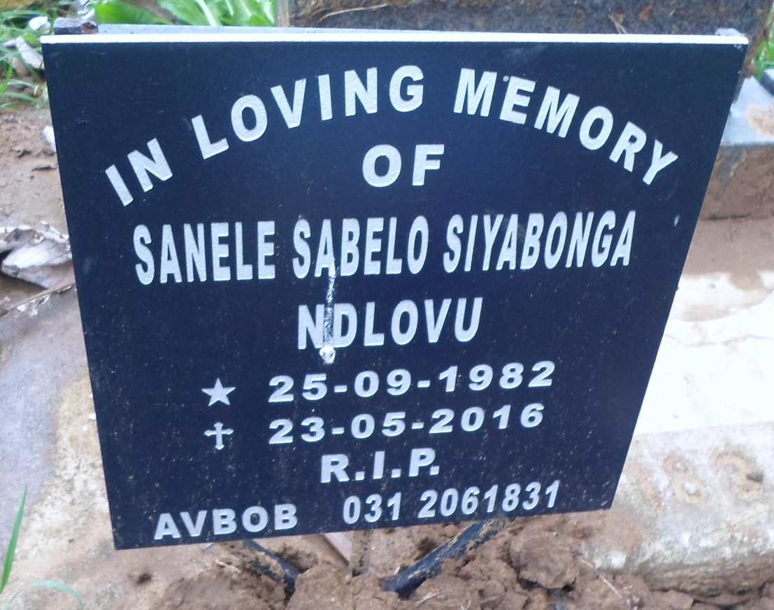 NDLOVU Sanele Sabelo Siyabonga 1982-2016