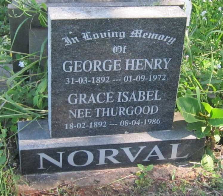 NORVAL George Henry 1892-1972 &amp; Grace Isabel THURGOOD 1892-1986