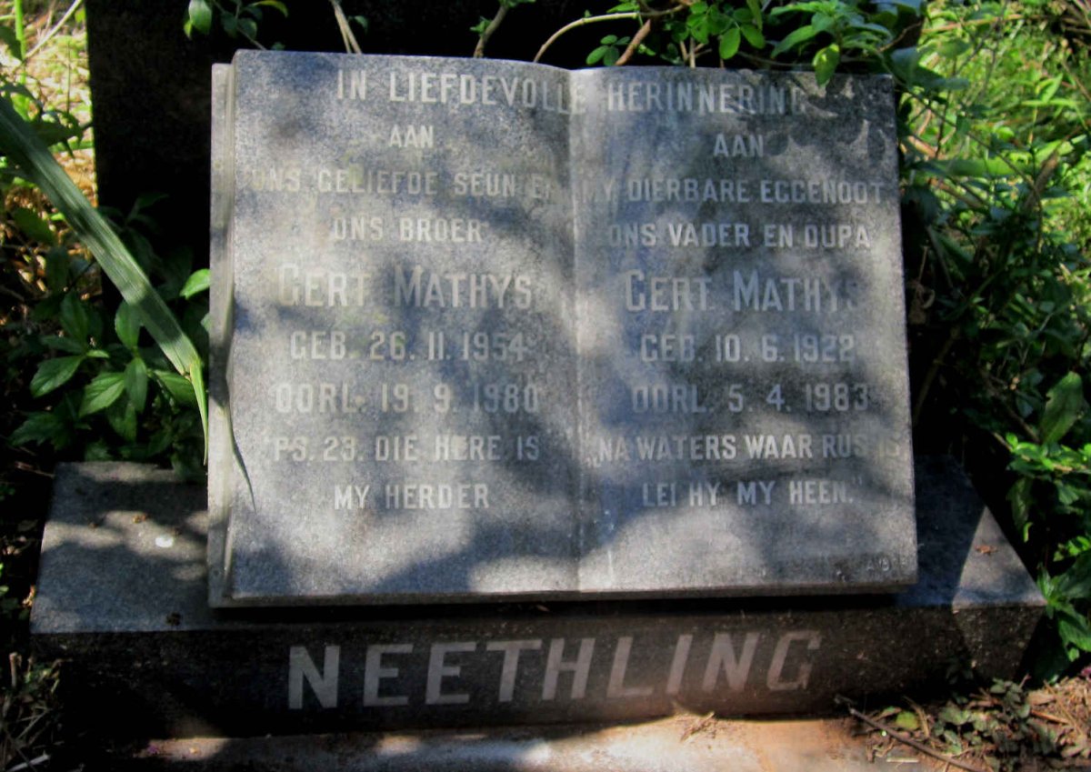 NEETHLING Gert Mathys 1922-1983 :: NEETHLING Gert Mathys 1954-1980