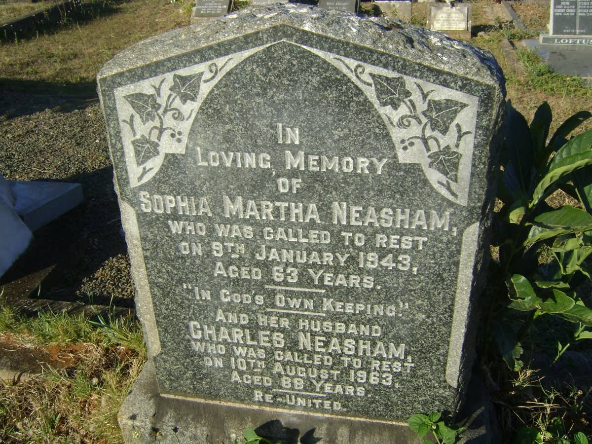 NEASHAM Charles -1963 &amp; Sophia Martha -1943