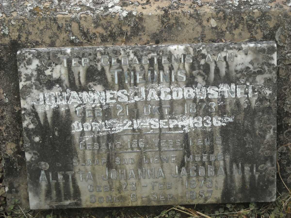 NEL Theunis Johannes Jacobus 1873-1936 &amp; Aletta Johanna Jacoba 1873-1957
