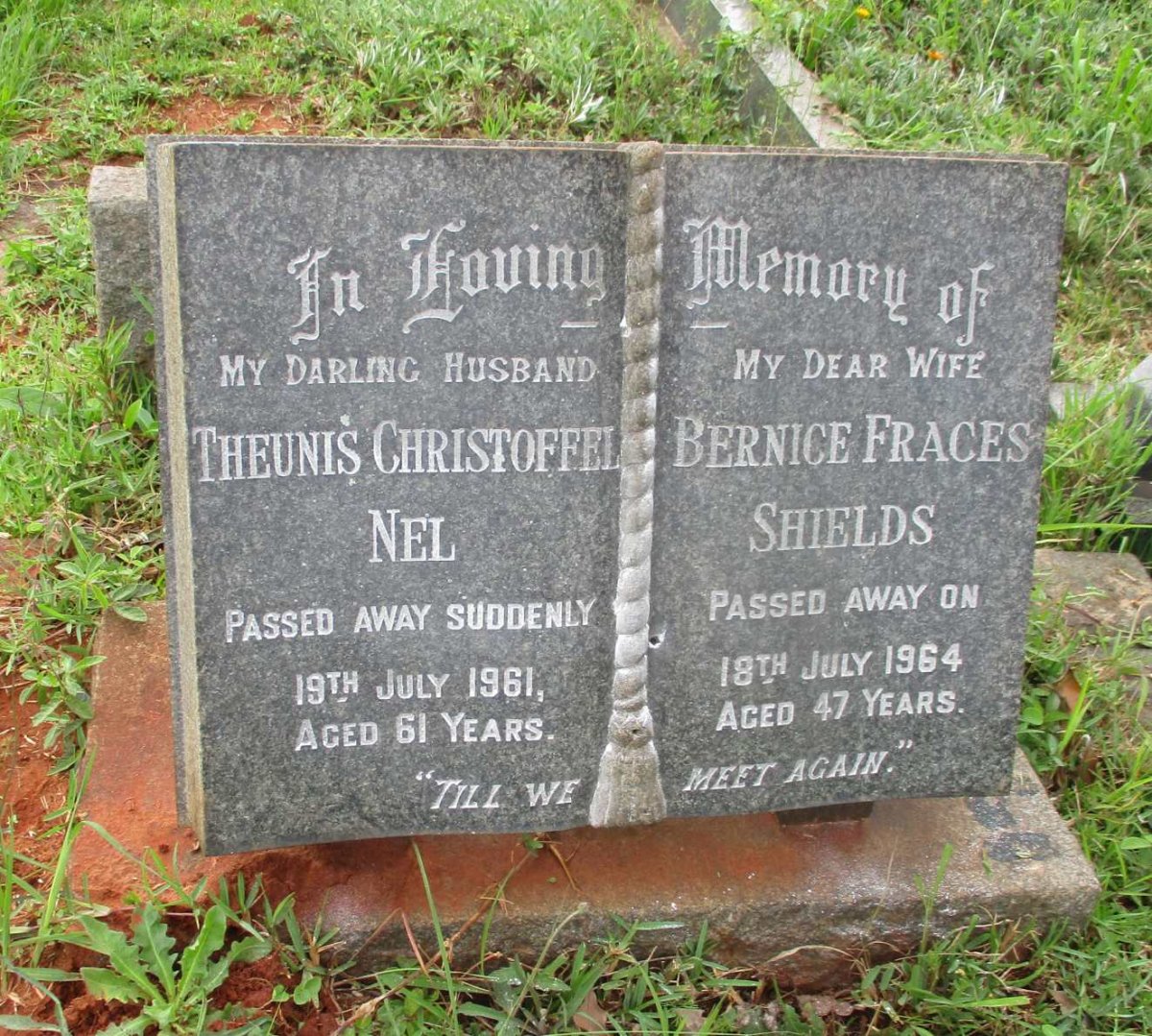 NEL Theunis Christoffel -1961 &amp; Bernice Fraces SHIELDS -1964