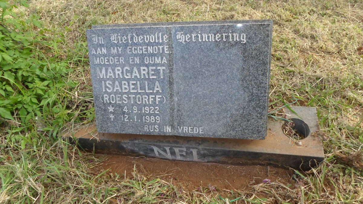 NEL Margaret Isabella nee ROESTORFF 1922-1989