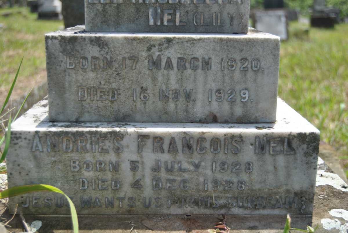 NEL Andries Francois 1928-1928 :: NEL Lea Magdalene 1920-1929