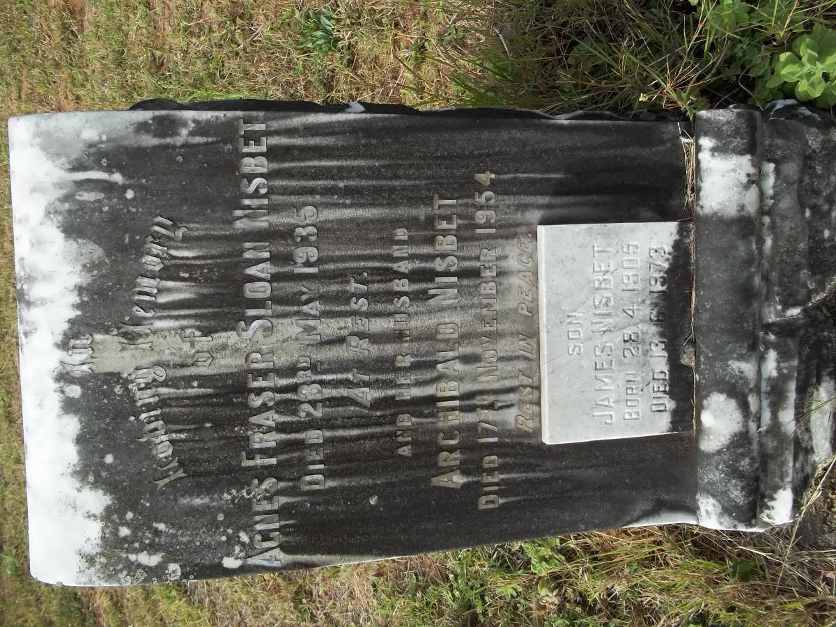 NISBET Archibald -1954 &amp; Agnes Fraser Sloan -1935 :: NISBET James 1905-1973