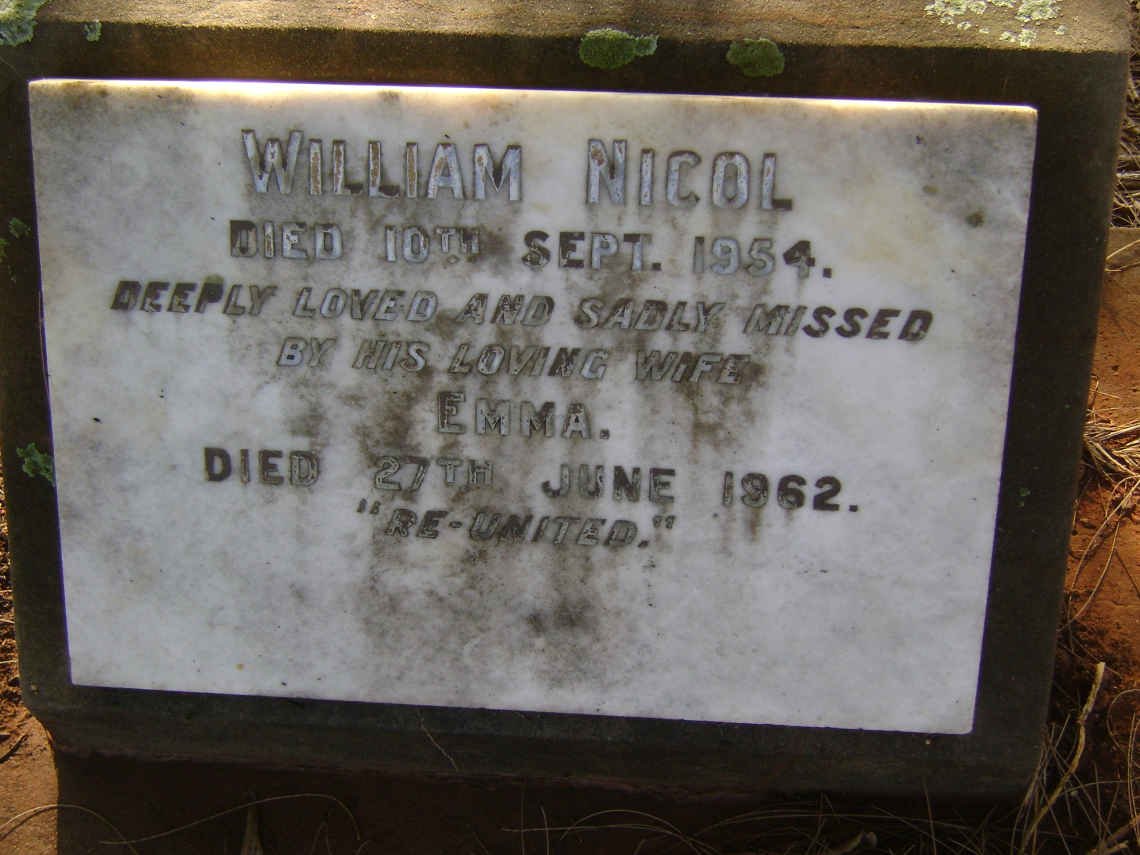 NICOL William -1954 &amp; Emma -1962