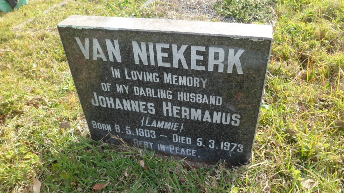 NIEKERK Johannes Hermanus, van 1903-1973