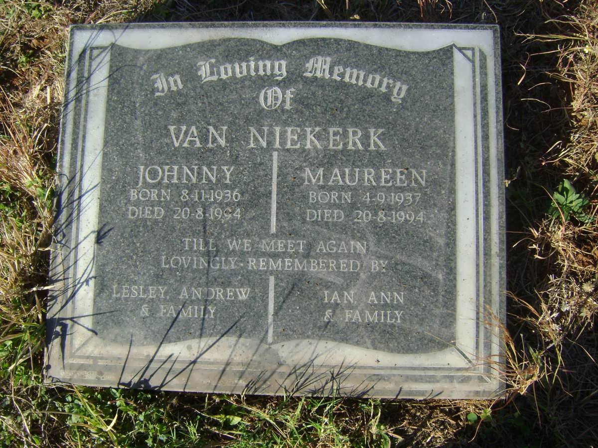 NIEKERK Johnny, van 1936-1994 &amp; Maureen 1937-1994