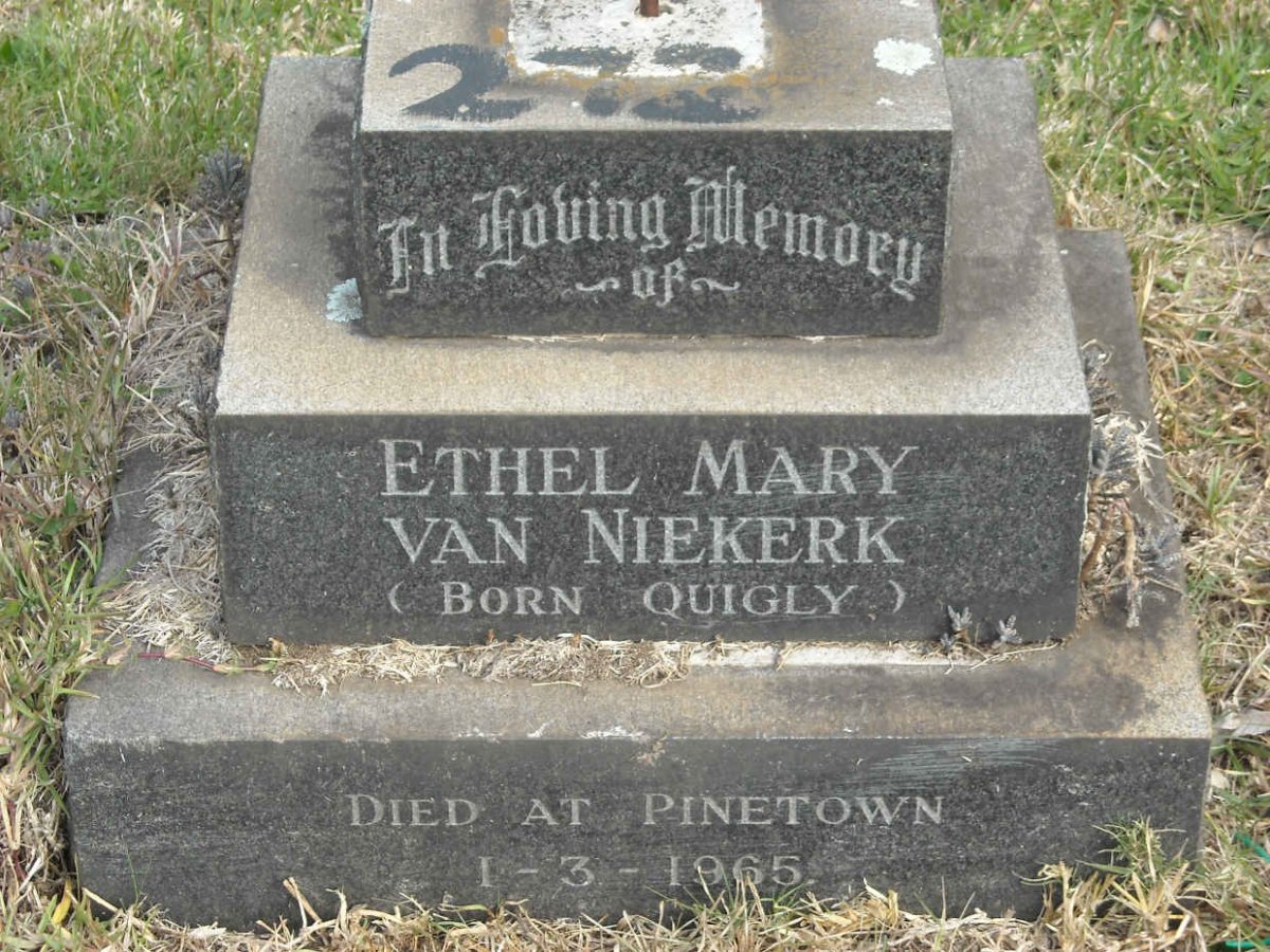 NIEKERK Ethel Mary, van nee QUIGLY -1965