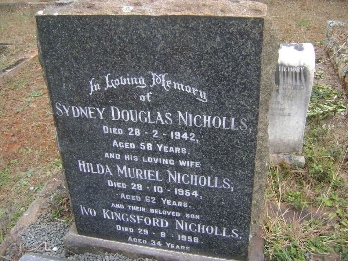 NICHOLLS Sydney Douglas -1942 &amp; Hilda Muriel -1954 :: NICHOLLS Ivo Kingsford -1958 :: McCARTHY David William 1925-1983