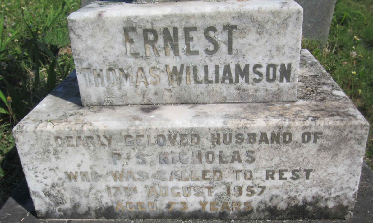 NICHOLAS Ernest Thomas Williamson -1957