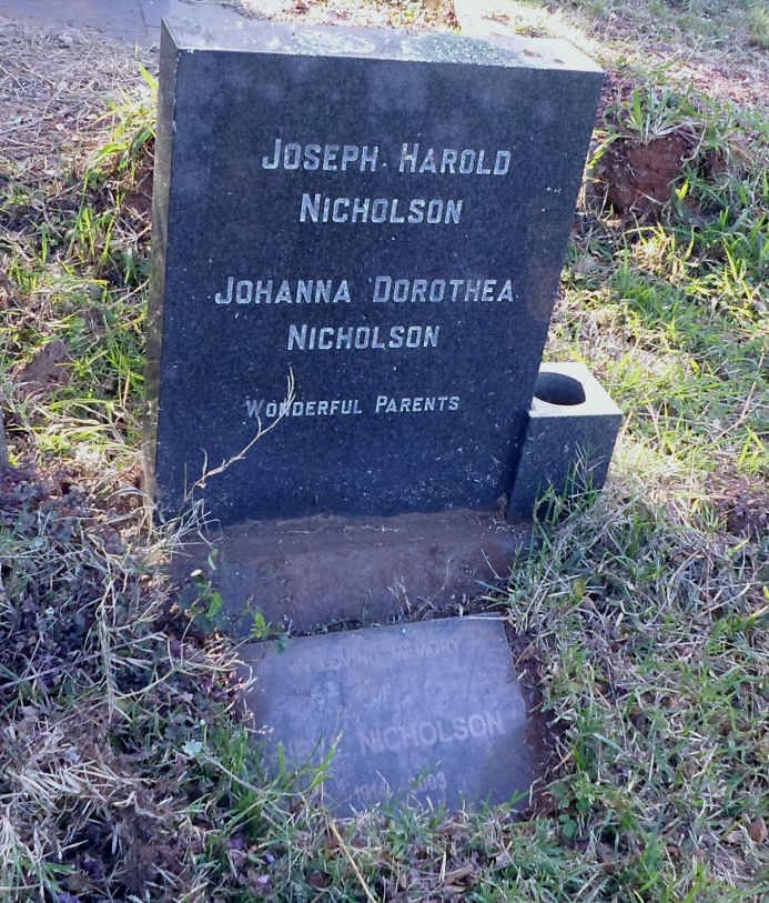 NICHOLSON Joseph Harold -1971 &amp; Johanna Dorothea -1965 :: NICHOLSON Sibyl 1914-2003