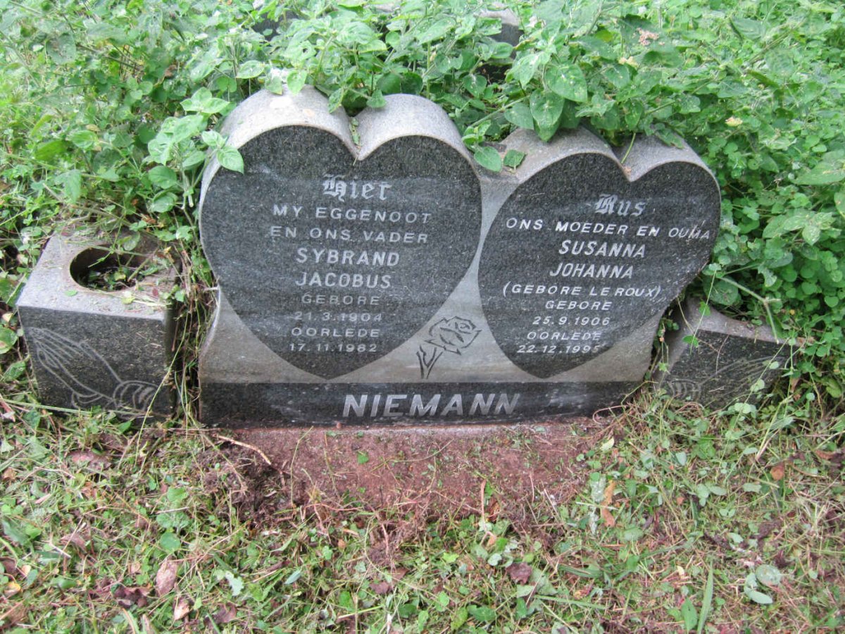 NIEMANN Sybrand Jacobus 1904-1982 &amp; Susanna Johanna LE ROUX 1906-1995