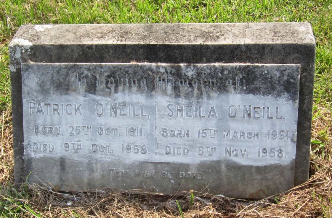 O'NEILL Patrick 1911-1958 &amp; Sheila 1951-1958