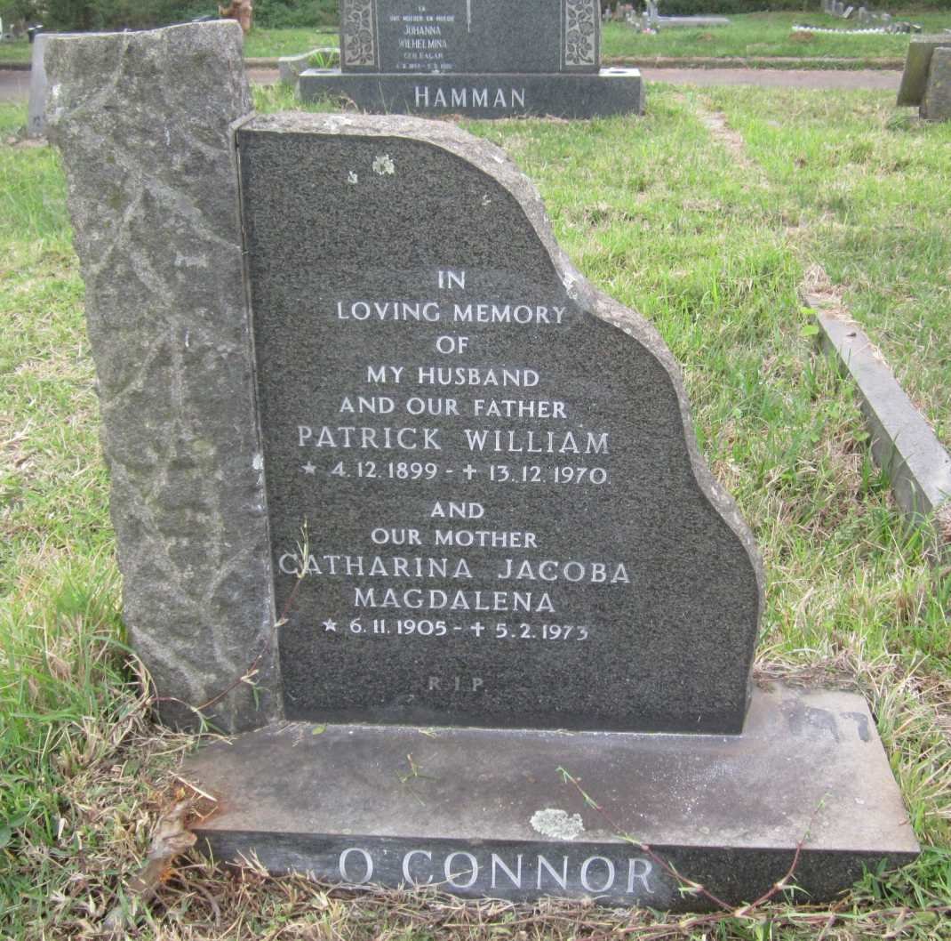 O’CONNOR Patrick William 1899-1970 &amp; Catharina Jacoba Magdalena 1905-1973