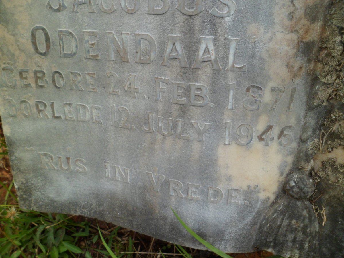 ODENDAAL Johannes Jacobus 1871-1946
