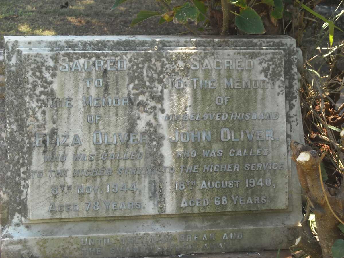 OLIVER John -1940 &amp; Eliza -1944
