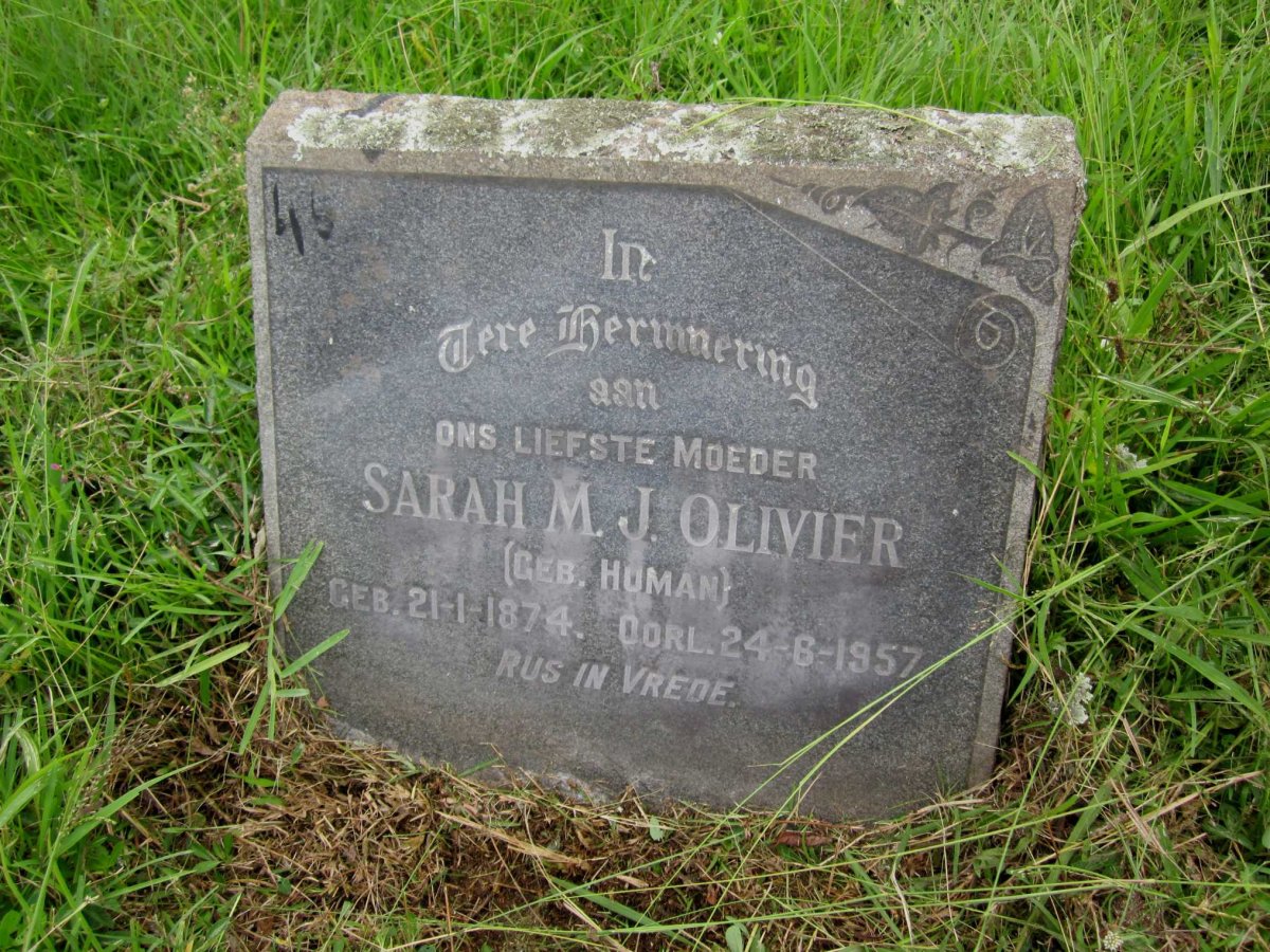OLIVIER Sarah M.J. nee HUMAN 1874-1957