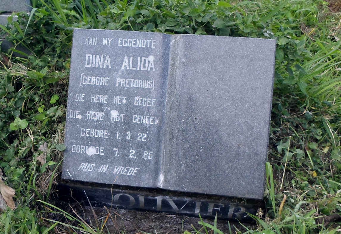 OLIVIER Dina Alida nee PRETORIUS 1922-1985