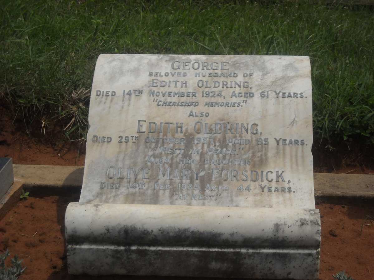 OLDRING George -1924 &amp; Edith -1957 :: FORSDICK Olive Mary -1939