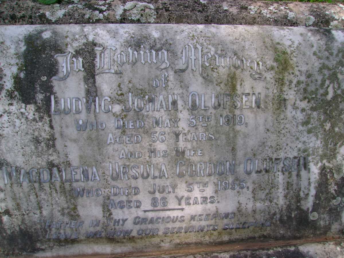 OLUFSEN Ludvig Johan -1919 &amp; Magdalena Ursula Gordon -1955