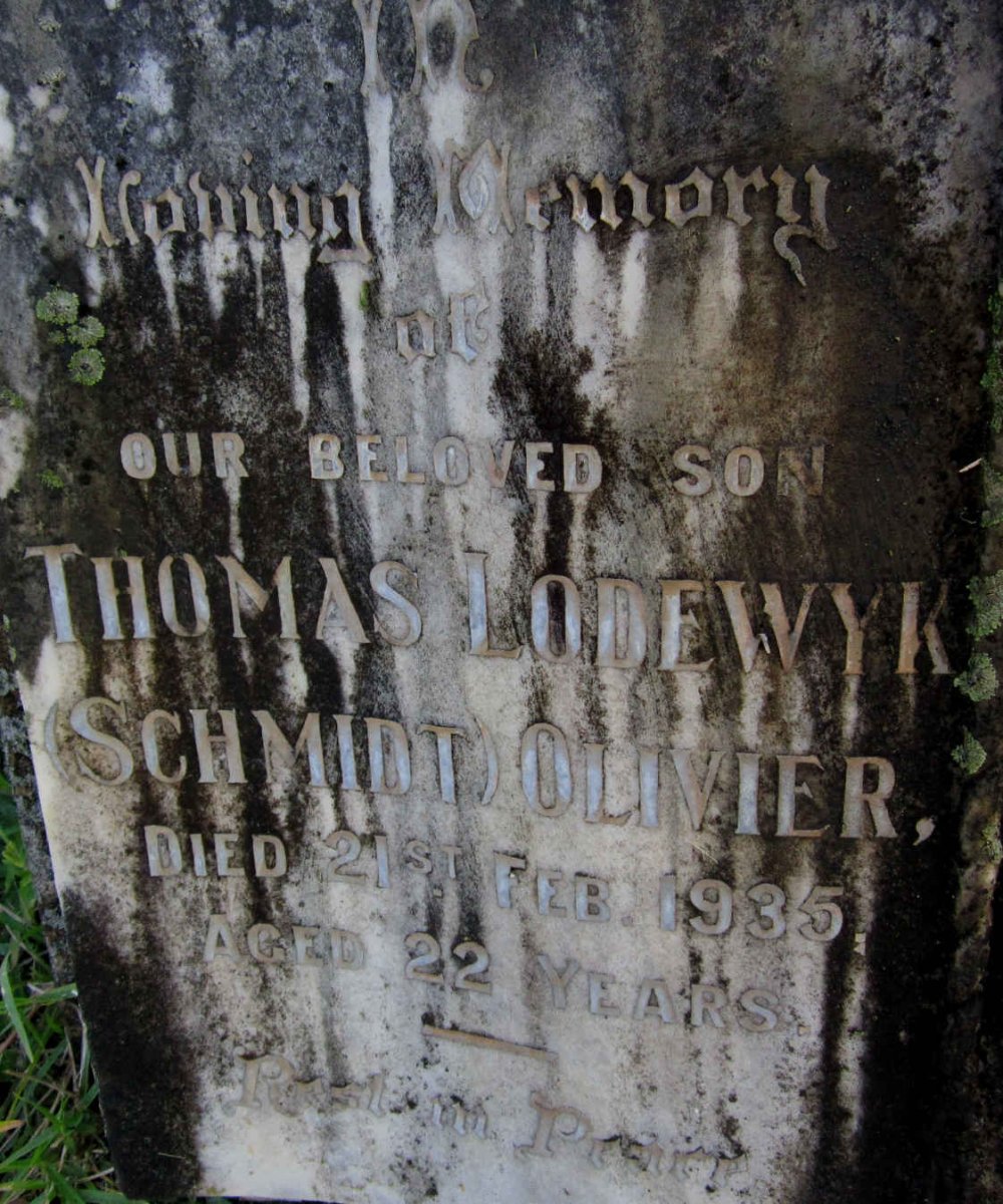 OLIVIER Thomas Lodewyk Schmidt -1935