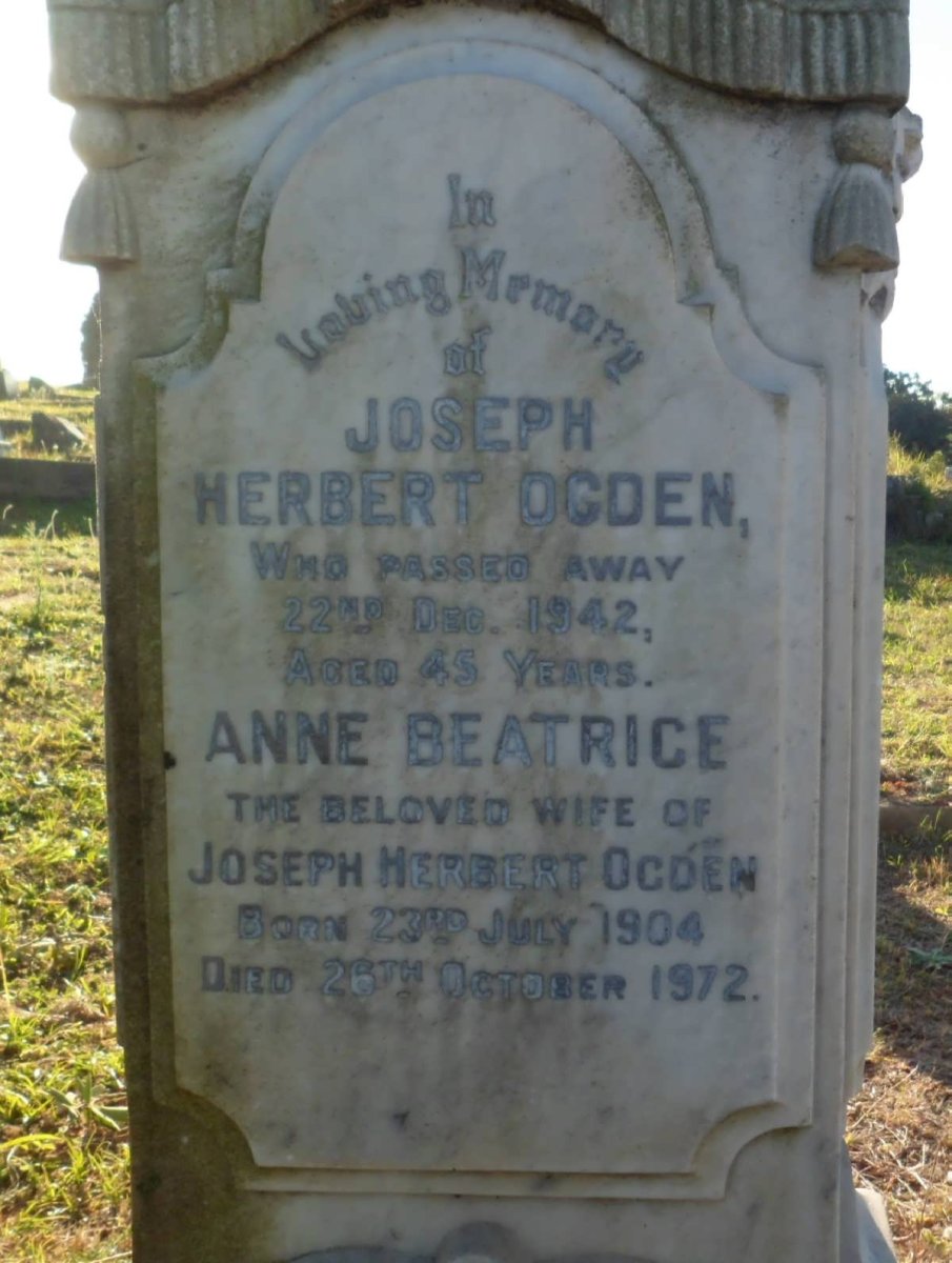 OGDEN Joseph Herbert -1942 &amp; Anne Beatrice 1904-1972