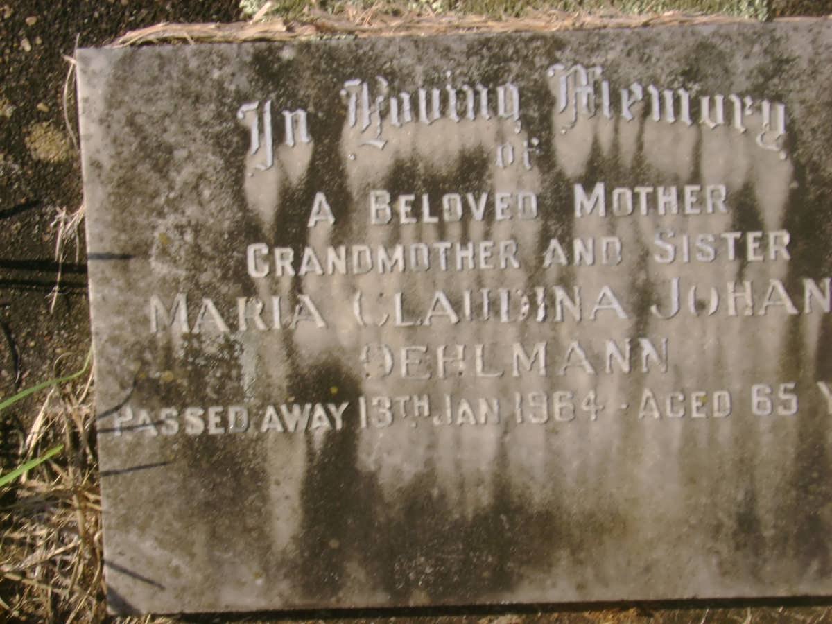 OEHLMANN Maria Claudina Johanna -1964