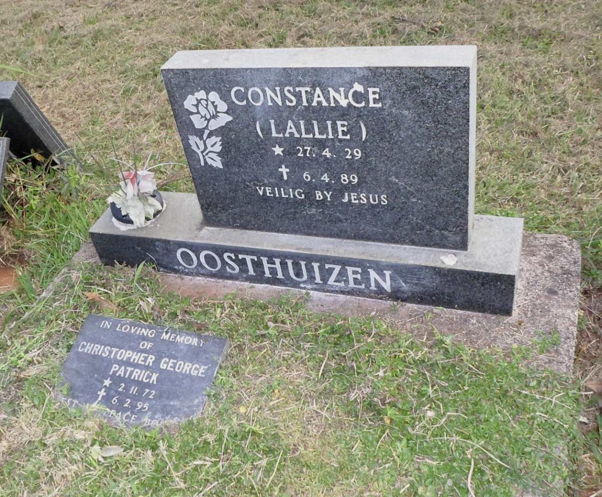 OOSTHUIZEN Constance 1929-1989 :: OOSTHUIZEN Christopher George Patrick 1972-1995