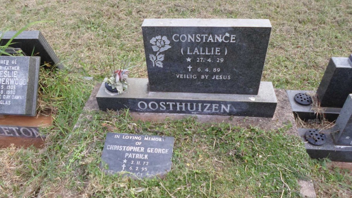 OOSTHUIZEN Constance 1929-1989 :: OOSTHUIZEN Christopher George Patrick 1972-1995