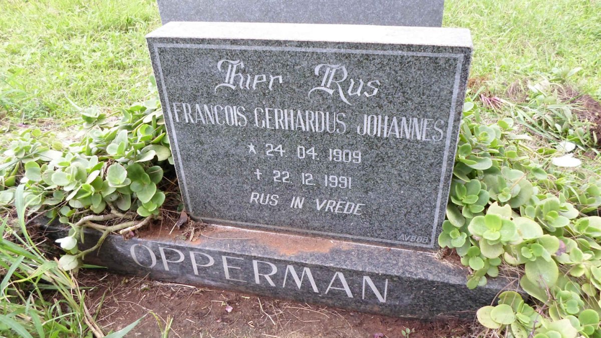 OPPERMAN Francois Gerhardus Johannes 1909-1991