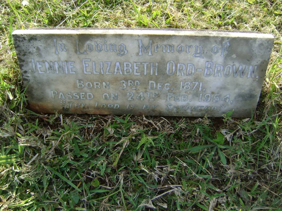 ORD-BROWN Jennie Elizabeth 1871-1954
