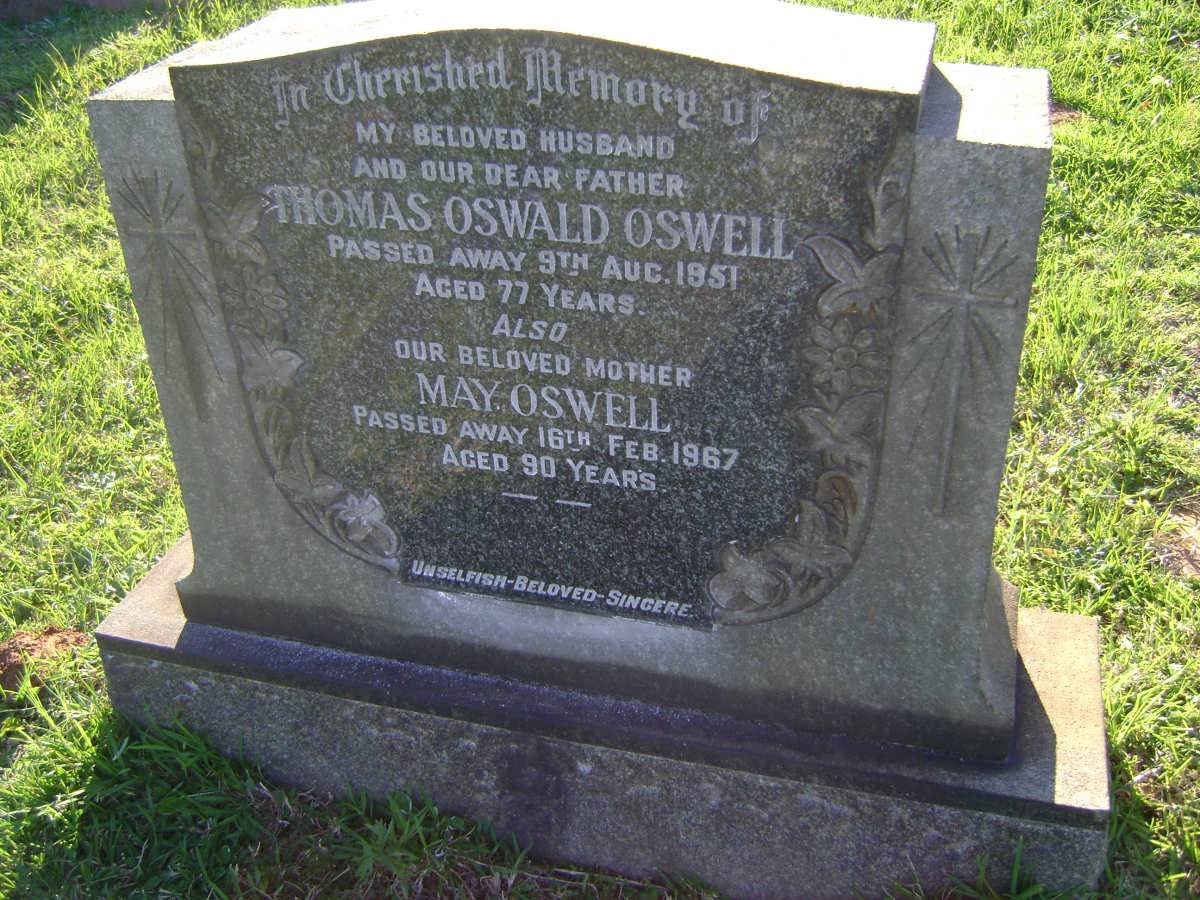 OSWELL Thomas Oswald -1951 &amp; May -1967