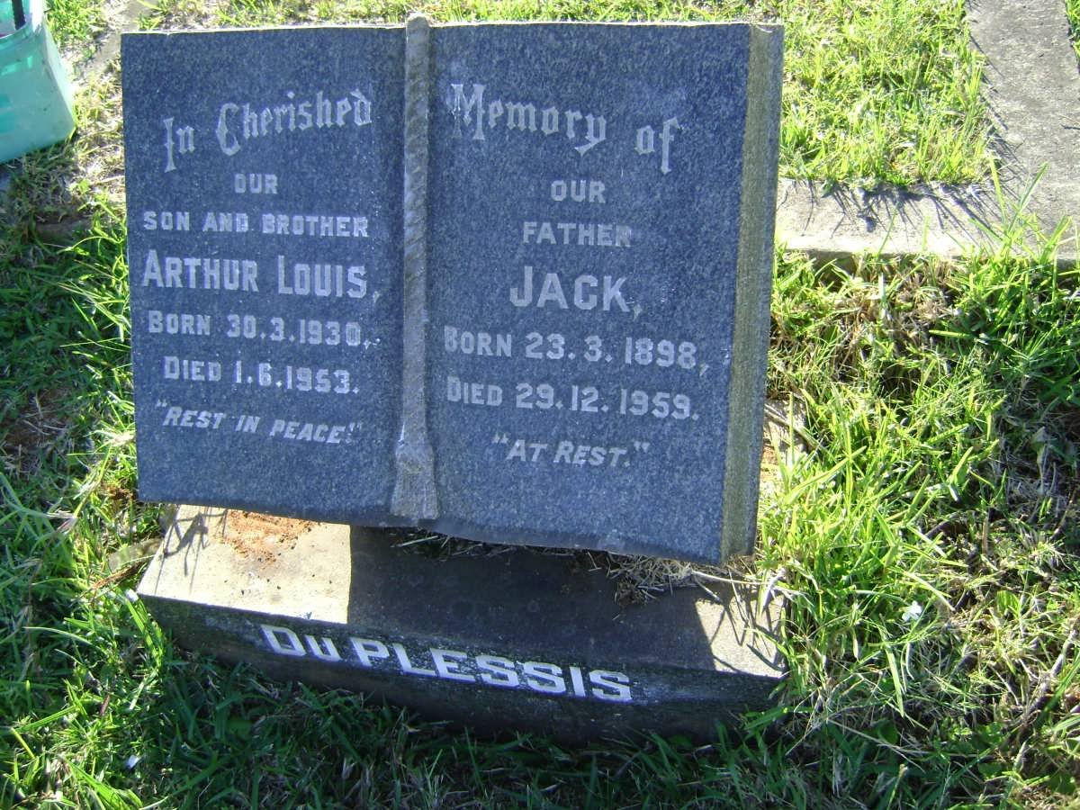 PLESSIS Jack, du 1898-1959 :: DU PLESSIS Arthur Louis 1930-1953